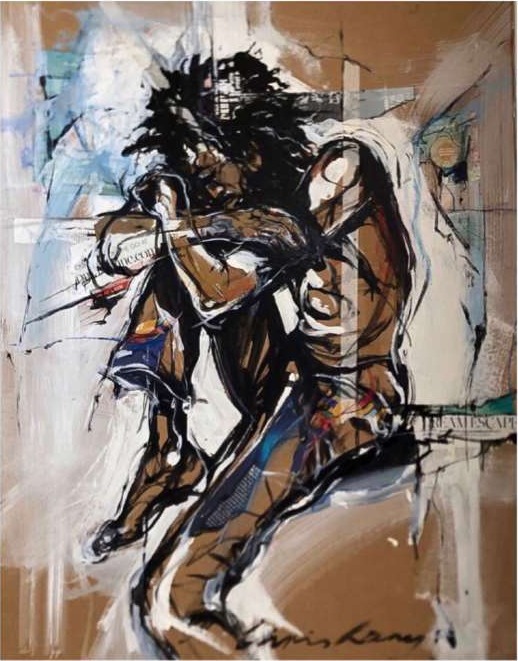 Feel the Sun — Mixed media on board by Chris Lary