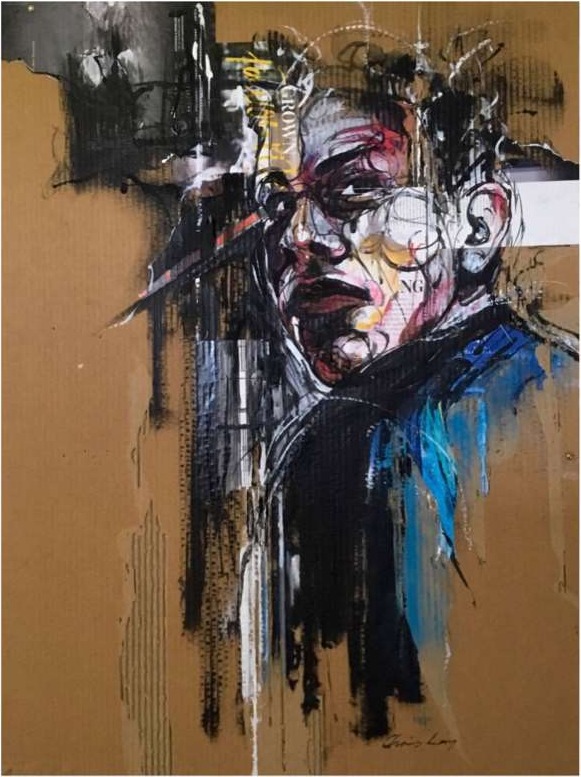 Retrospect — Mixed media on cardboard by Chris Lary