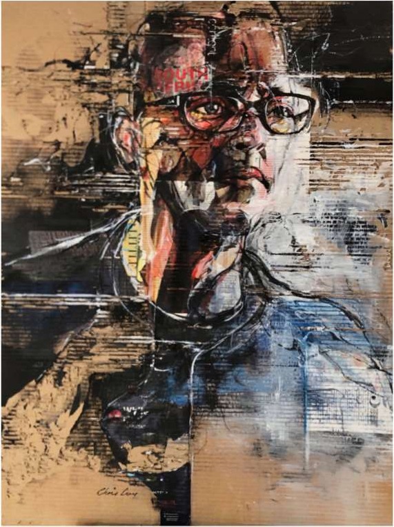 Visionary — Mixed media on cardboard by Chris Lary