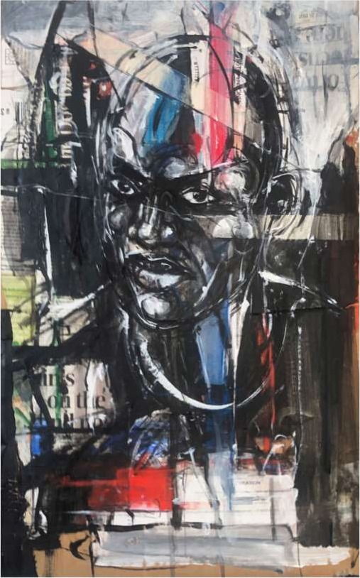 Straight in the Eye — Mixed media on board by Chris Lary