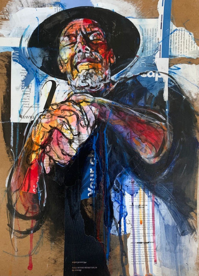 Old Soul — mixed media on card by Chris Lary
