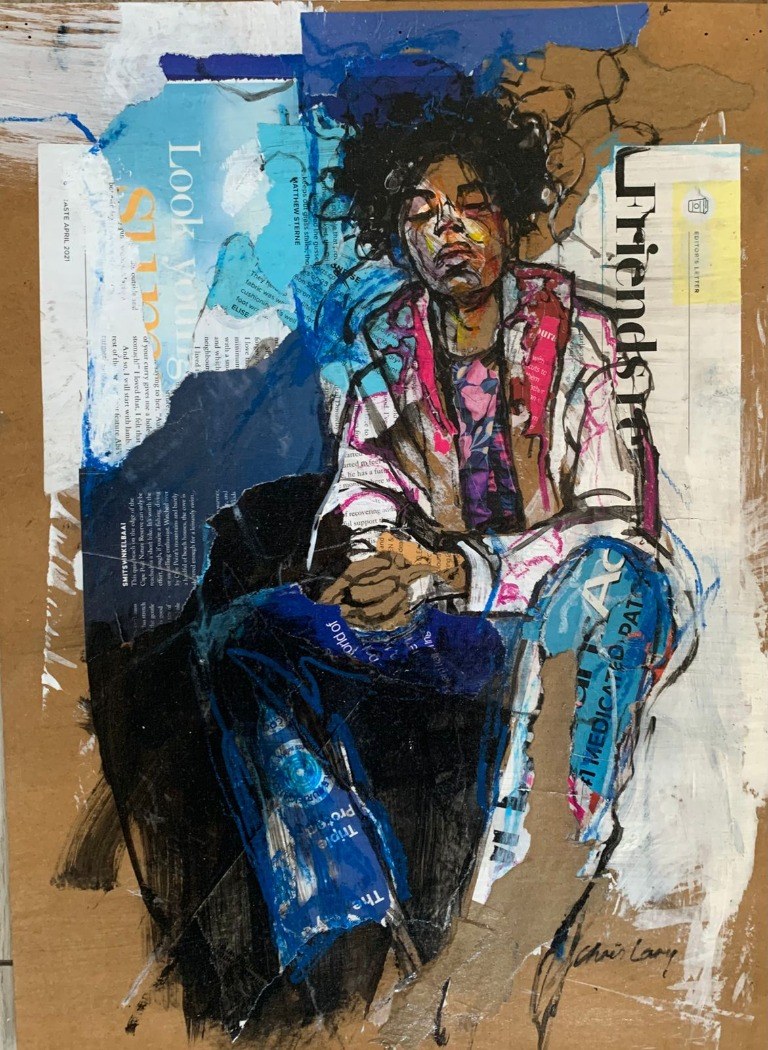 My Prayer — mixed media on card by Chris Lary